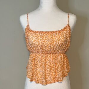 Orange Floral Spaghetti Crop Top